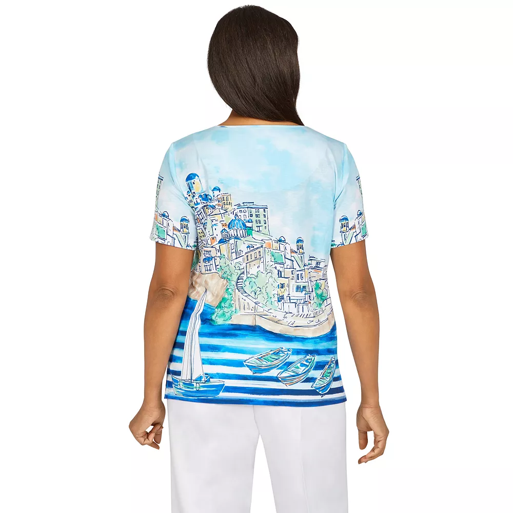 Women's Alfred Dunner Newport Scenic Lattice Knit Top 2 Women's Alfred Dunner Newport Scenic Lattice Knit Top - Image 2