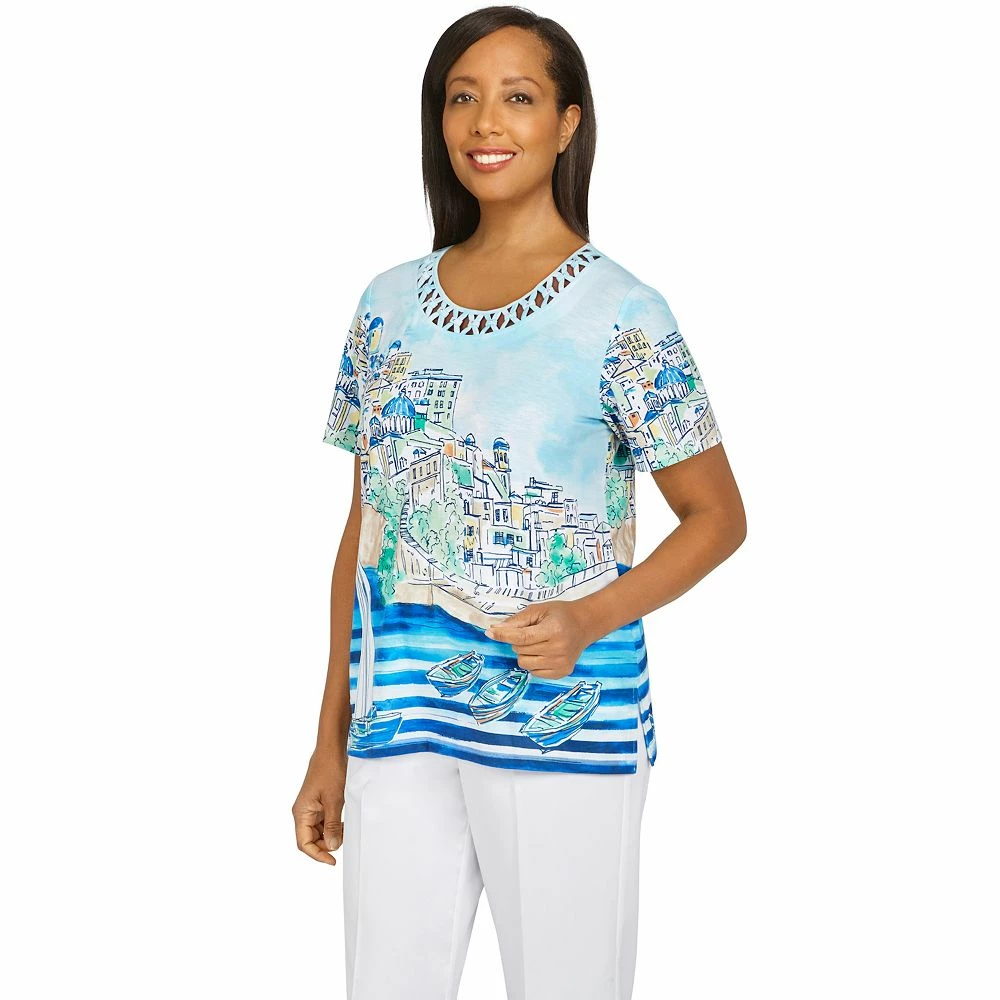 Women's Alfred Dunner Newport Scenic Lattice Knit Top 4 Women's Alfred Dunner Newport Scenic Lattice Knit Top - Image 4