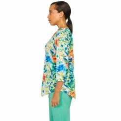 Women's Alfred Dunner Newport Floral Asymmetrical Top -Alfred Dunner Shop 5721568 ALT2