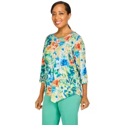 Women's Alfred Dunner Newport Floral Asymmetrical Top -Alfred Dunner Shop 5721568 ALT3