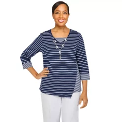 Women's Alfred Dunner Newport Spliced Striped Top