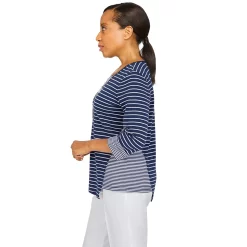 Women's Alfred Dunner Newport Spliced Striped Top -Alfred Dunner Shop 5721569 ALT2