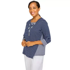 Women's Alfred Dunner Newport Spliced Striped Top -Alfred Dunner Shop 5721569 ALT3