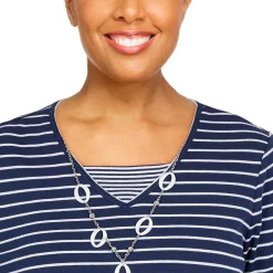 Women's Alfred Dunner Newport Spliced Striped Top -Alfred Dunner Shop 5721569 ALT4