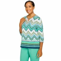 Women's Alfred Dunner Newport Chevron Print Top -Alfred Dunner Shop 5721571 ALT3