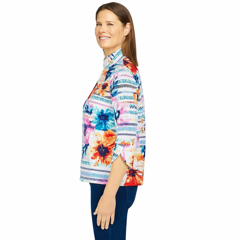 Women's Alfred Dunner Calypso Floral Striped Jacket 3 Women's Alfred Dunner Calypso Floral Striped Jacket - Image 3