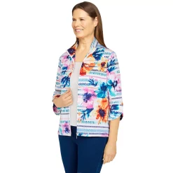 Women's Alfred Dunner Calypso Floral Striped Jacket 8 Women's Alfred Dunner Calypso Floral Striped Jacket -Alfred Dunner Shop 5721576 ALT3