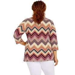 Plus Size Alfred Dunner Classics Chevron Puff Print Top -Alfred Dunner Shop 5722146 ALT