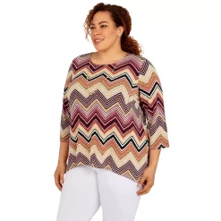 Plus Size Alfred Dunner Classics Chevron Puff Print Top -Alfred Dunner Shop 5722146 ALT2