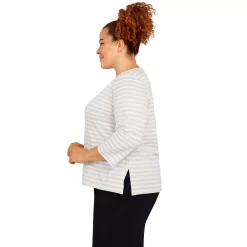 Petite Alfred Dunner Classics Wreath Stripe Top -Alfred Dunner Shop 5723822 ALT3