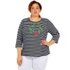 Petite Alfred Dunner Classics Wreath Stripe Top