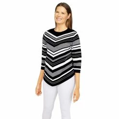 Petite Alfred Dunner Classics Chevron Texture Sweater -Alfred Dunner Shop 5723830 ALT2