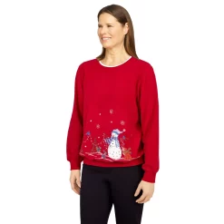 Petite Alfred Dunner Classics Snowman Sweatshirt -Alfred Dunner Shop 5723837 ALT2