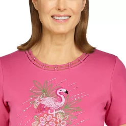 Women's Alfred Dunner Flamingo Print Top -Alfred Dunner Shop 5724960 ALT4