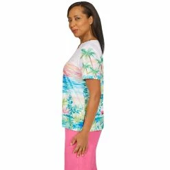 Women's Alfred Dunner Tropical Lace Neck Top -Alfred Dunner Shop 5724969 ALT2