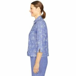 Women's Alfred Dunner Floral Embroidered Chambray Jacket -Alfred Dunner Shop 5724977 ALT2