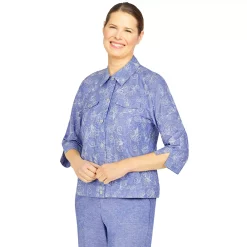 Women's Alfred Dunner Floral Embroidered Chambray Jacket -Alfred Dunner Shop 5724977 ALT3
