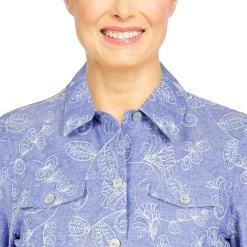 Women's Alfred Dunner Floral Embroidered Chambray Jacket -Alfred Dunner Shop 5724977 ALT4
