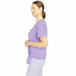 Women's Alfred Dunner Ann Harbor Eyelet Tie-Front Top -Alfred Dunner Shop 5724981 ALT2