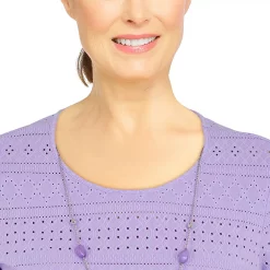 Women's Alfred Dunner Ann Harbor Eyelet Tie-Front Top -Alfred Dunner Shop 5724981 ALT4