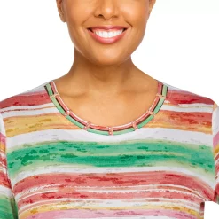 Women's Alfred Dunner Burnout Striped Top -Alfred Dunner Shop 5724994 ALT4