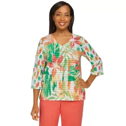 Women's Alfred Dunner Brushstroke Tropical Mini Ruffle Top