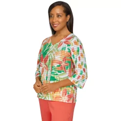 Women's Alfred Dunner Brushstroke Tropical Mini Ruffle Top -Alfred Dunner Shop 5724997 ALT3