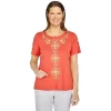 Women's Alfred Dunner Pineapple Embroidered Knit Top