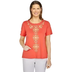 Women's Alfred Dunner Pineapple Embroidered Knit Top