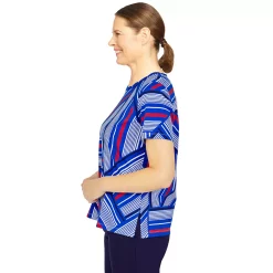 Women's Alfred Dunner American Dream Striped Patch Print Top -Alfred Dunner Shop 5725010 ALT2