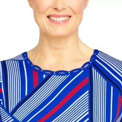 Women's Alfred Dunner American Dream Striped Patch Print Top -Alfred Dunner Shop 5725010 ALT4