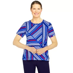 Women's Alfred Dunner American Dream Striped Patch Print Top