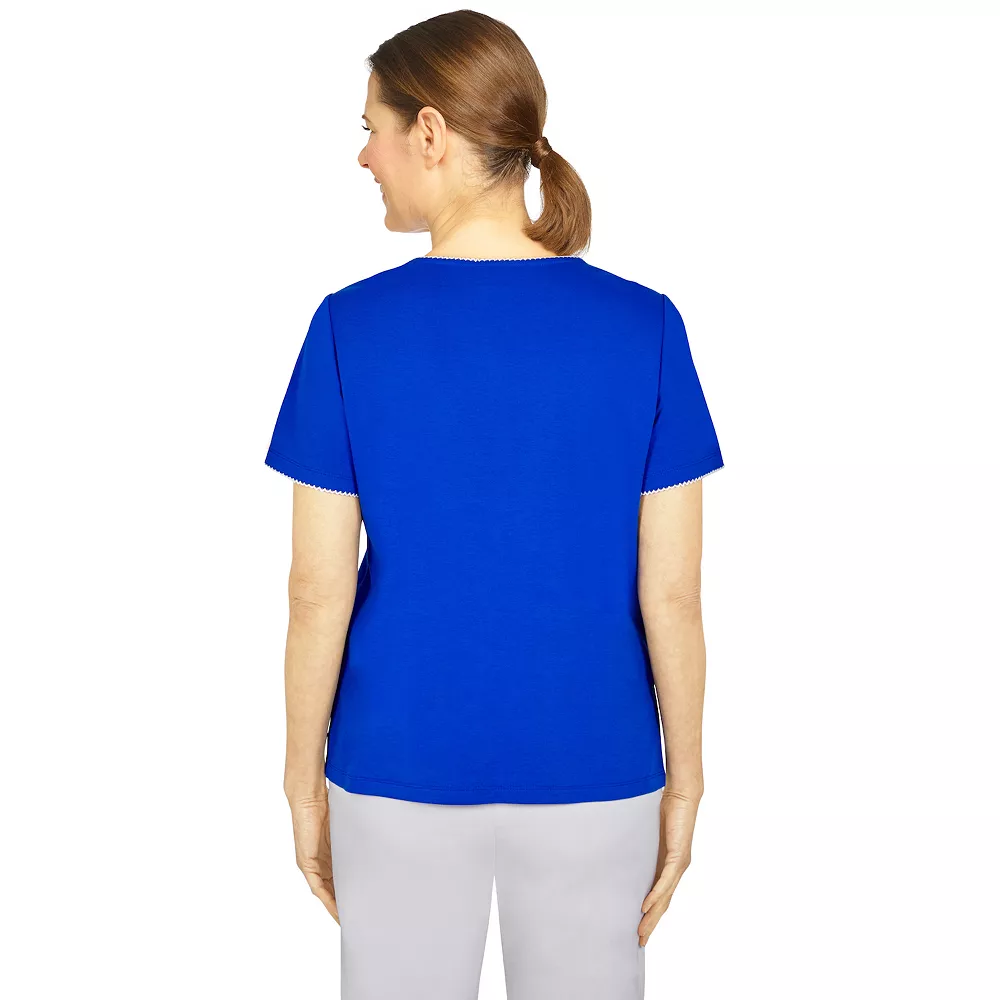 Women's Alfred Dunner American Dream Bike for Freedom Embroidery Top 2 Women's Alfred Dunner American Dream Bike for Freedom Embroidery Top - Image 2