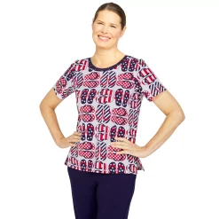 Women's Alfred Dunner American Dream Flip Flops Print Top -Alfred Dunner Shop 5725013 ALT3
