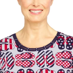 Women's Alfred Dunner American Dream Flip Flops Print Top -Alfred Dunner Shop 5725013 ALT4