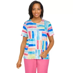 Plus Size Alfred Dunner Watercolor Patchwork Lace Top