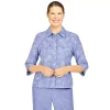 Plus Size Alfred Dunner Ann Harbor Floral Embroidered Chambray Jacket