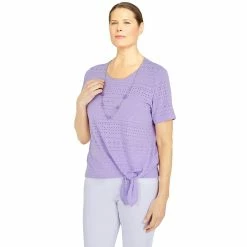 Plus Size Alfred Dunner Ann Harbor Eyelet Tie-Front Top -Alfred Dunner Shop 5725627 ALT2