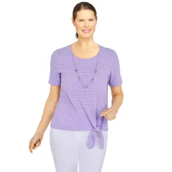 Plus Size Alfred Dunner Ann Harbor Eyelet Tie-Front Top