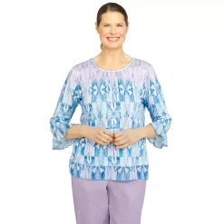 Plus Size Alfred Dunner Stained Glass Print Woven Trim Top