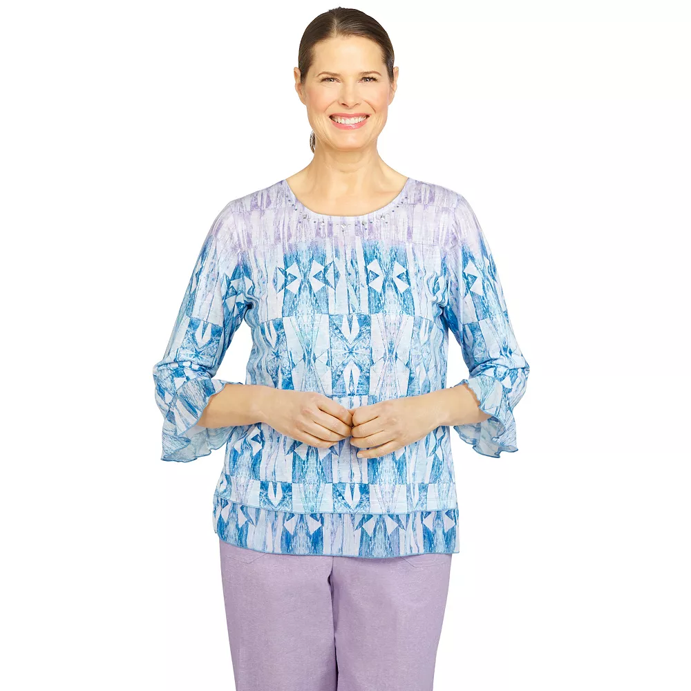 Plus Size Alfred Dunner Stained Glass Print Woven Trim Top 1 Plus Size Alfred Dunner Stained Glass Print Woven Trim Top