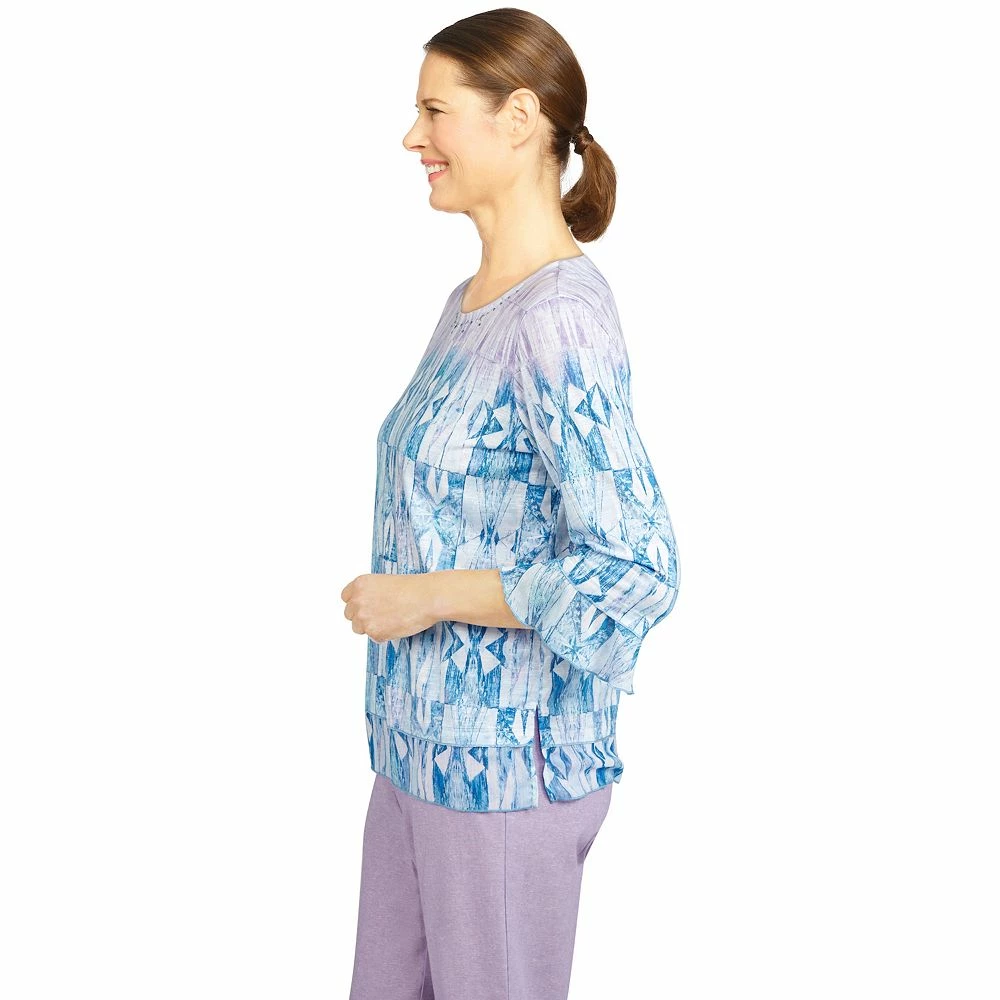 Plus Size Alfred Dunner Stained Glass Print Woven Trim Top 4 Plus Size Alfred Dunner Stained Glass Print Woven Trim Top - Image 4