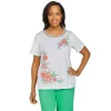 Plus Size Alfred Dunner Asymmetrical Tropical Floral Knit Top