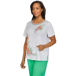 Plus Size Alfred Dunner Asymmetrical Tropical Floral Knit Top -Alfred Dunner Shop 5725638 ALT2
