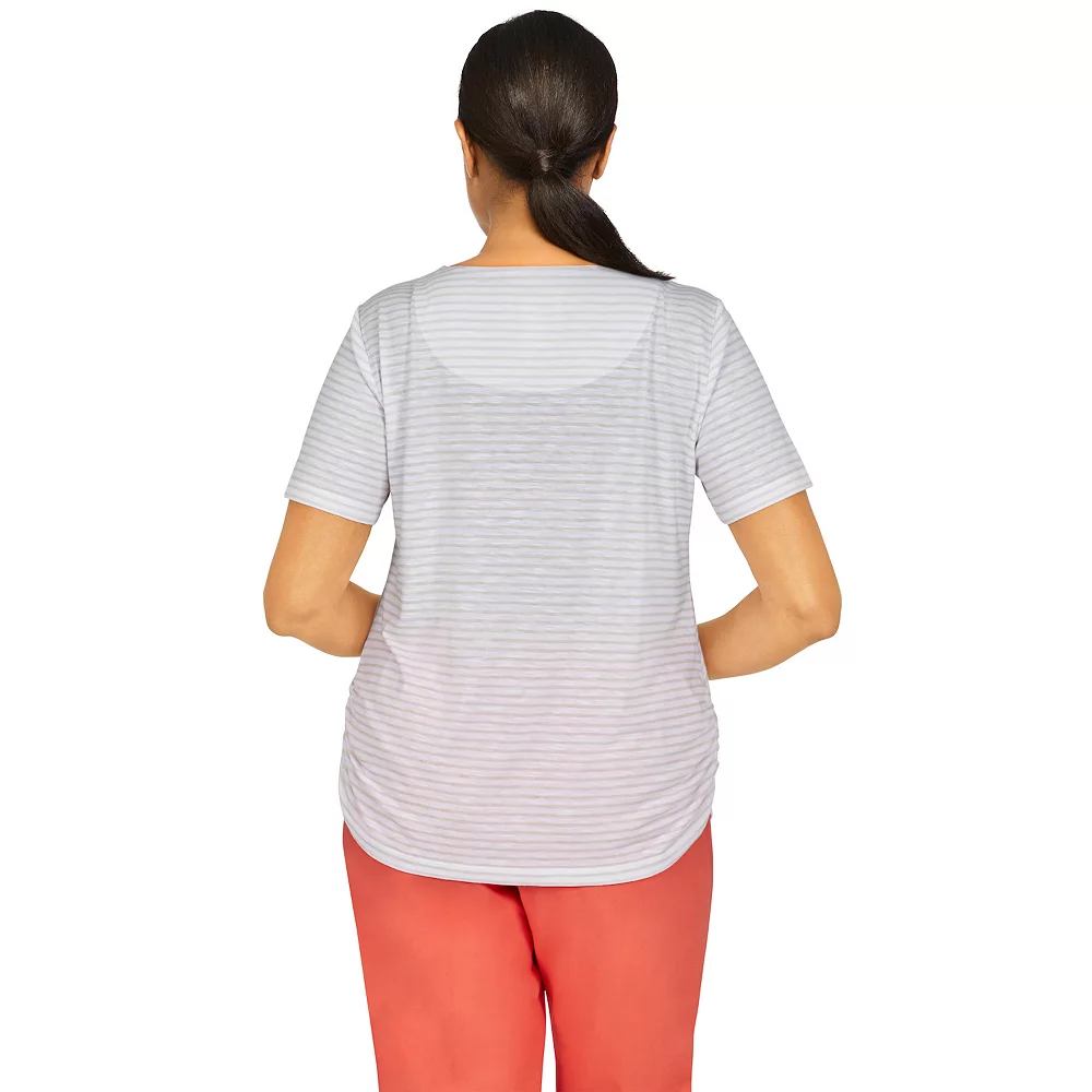 Plus Size Alfred Dunner Tiki Time Striped Floral Print Top 2 Plus Size Alfred Dunner Tiki Time Striped Floral Print Top - Image 2