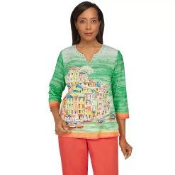 Plus Size Alfred Dunner Tiki Time Scenic Embellished Top