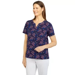 Plus Size Alfred Dunner American Dream Grand Ole Flag Print Top -Alfred Dunner Shop 5725650 ALT2