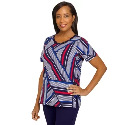 Plus Size Alfred Dunner American Dream Striped Patch Print Top -Alfred Dunner Shop 5725652 ALT2