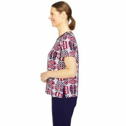 Plus Size Alfred Dunner American Dream Flip-Flops Print Top -Alfred Dunner Shop 5725654 ALT3