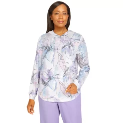 Women's Alfred Dunner Victoria Falls Long Sleeves Floral Print Hoodie